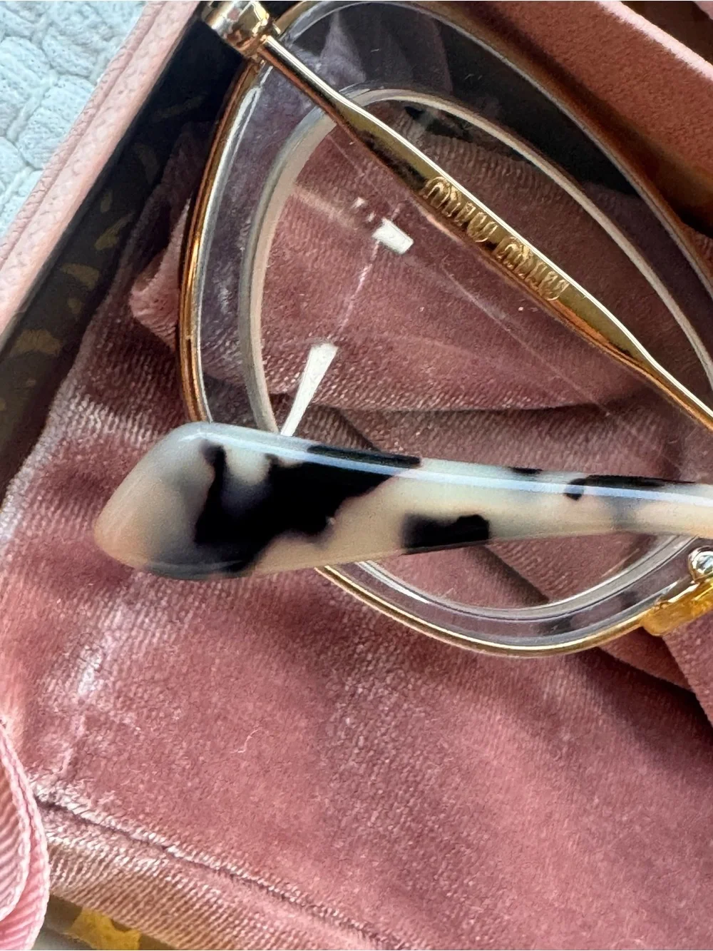 Miu Miu VMU52N Cat Eye Eyeglasses Pastel Purple / Gold Italy Full Set Case